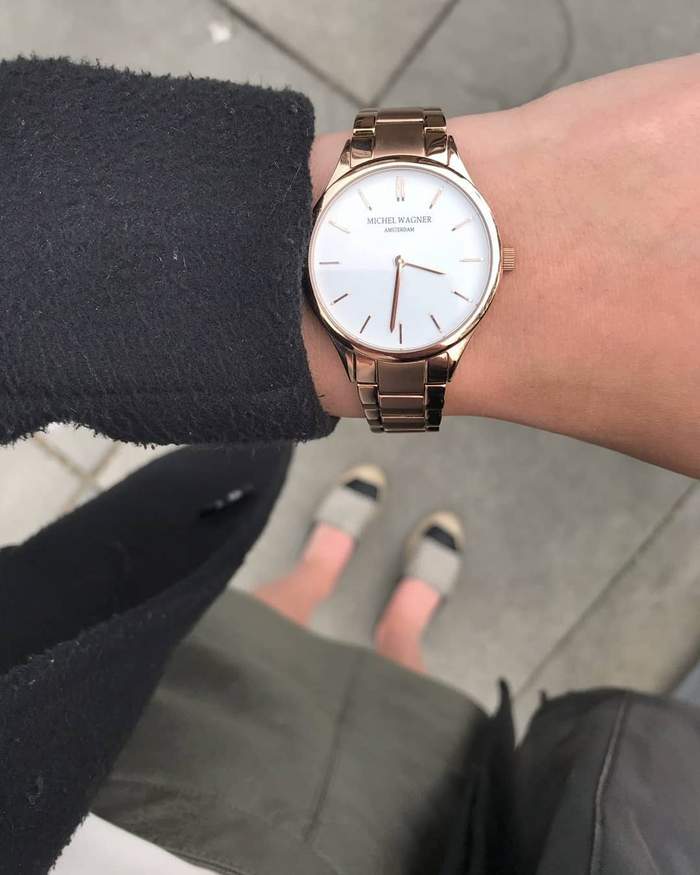 Michel Wagner Horloge - Rosegoudkleur - Mariana wit