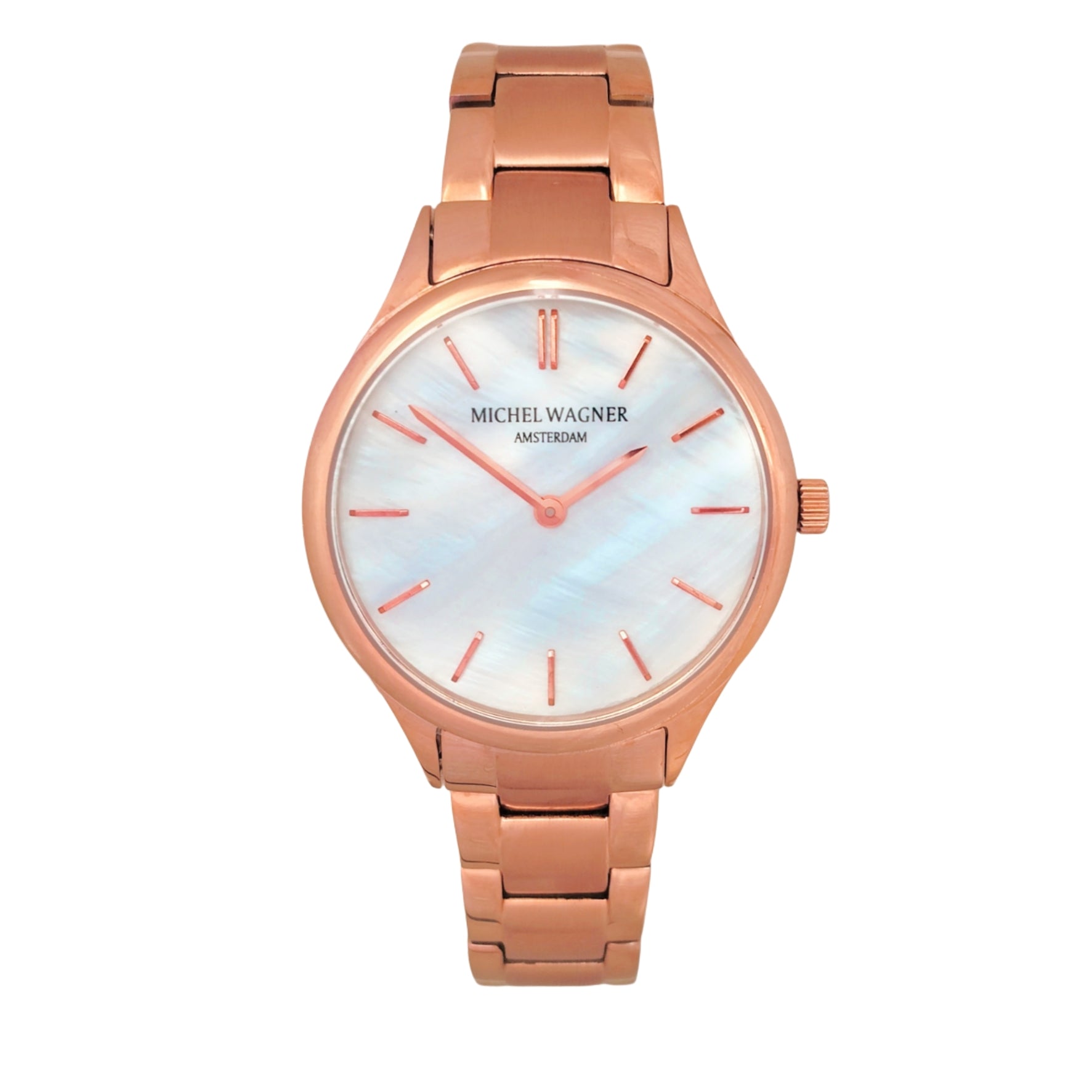 Michel Wagner Dames Horloge - Rosé Goud kleur Parelmoer-Look - MW14M
