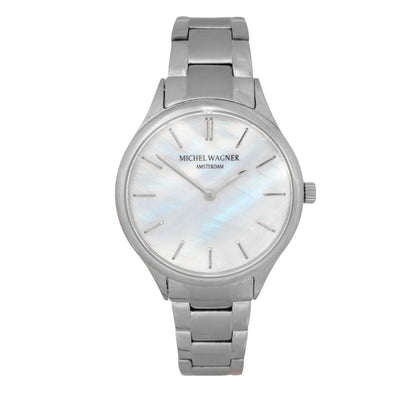 Michel Wagner Horloge - Zilverkleurig Parelmoer-Look - MW04M