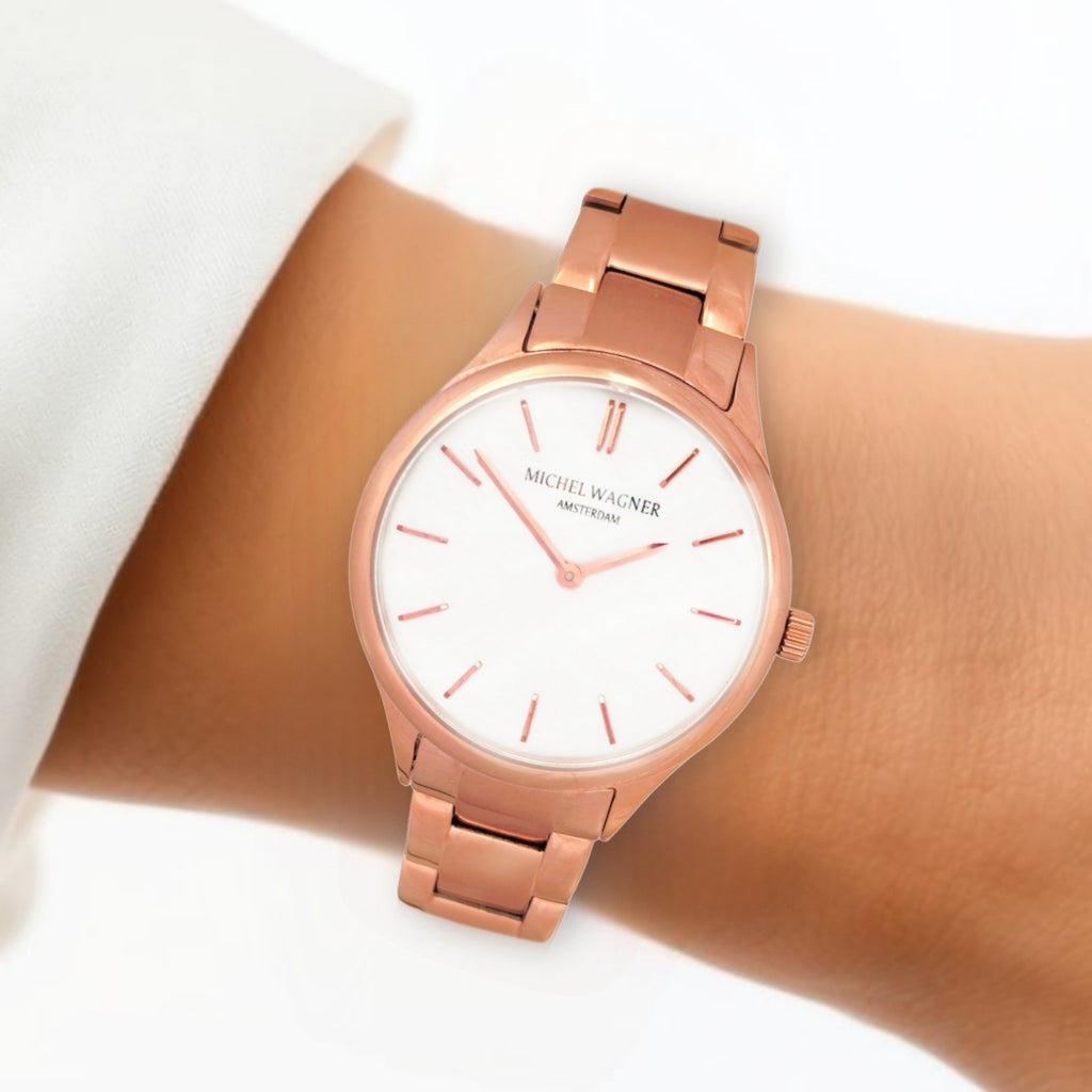 Michel Wagner Horloge - Rosegoudkleur - Mariana wit
