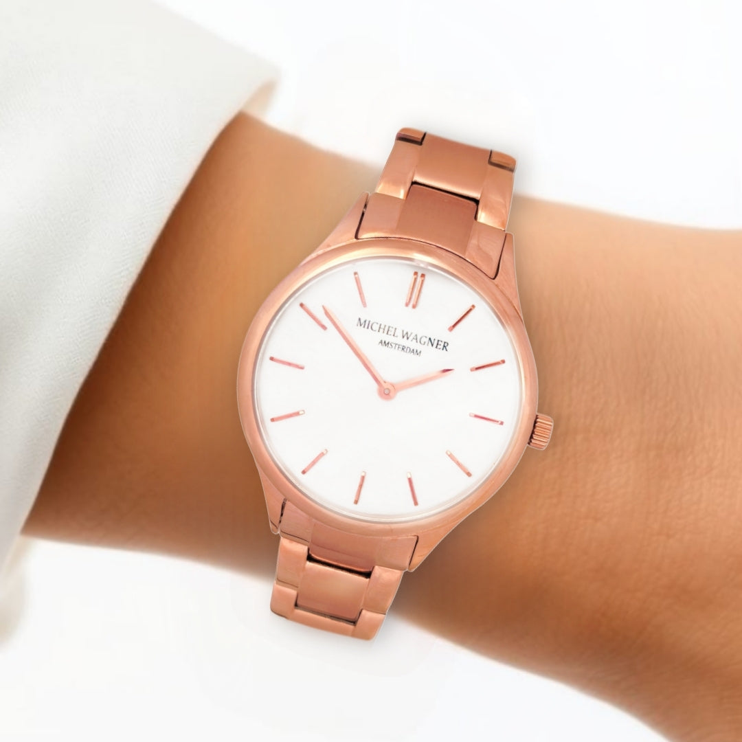 Michel Wagner Horloge - Rosegoudkleur - Mariana wit