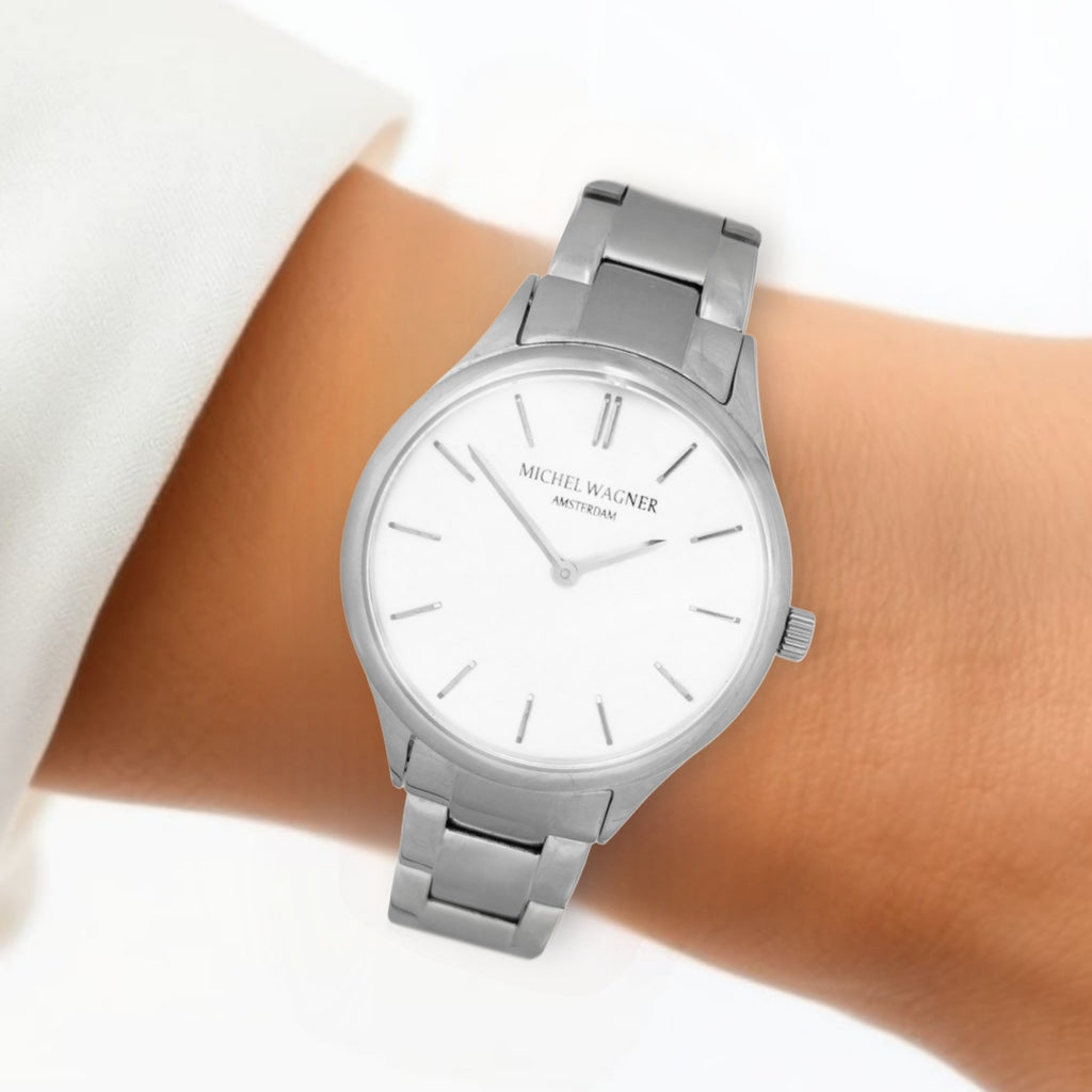 Michel Wagner Horloge - Zilverkleurig - Mariana wit